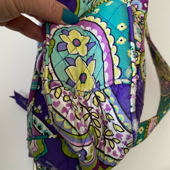 Vera Bradley Paisley Print Purse Zippered Closure Purple and Teal - Picture 16 of 16